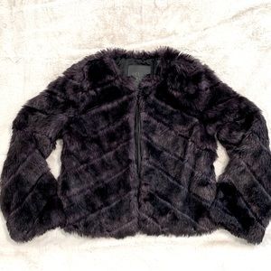 Belle Vere Jacket Faux Fur Purple Chevron Size XS